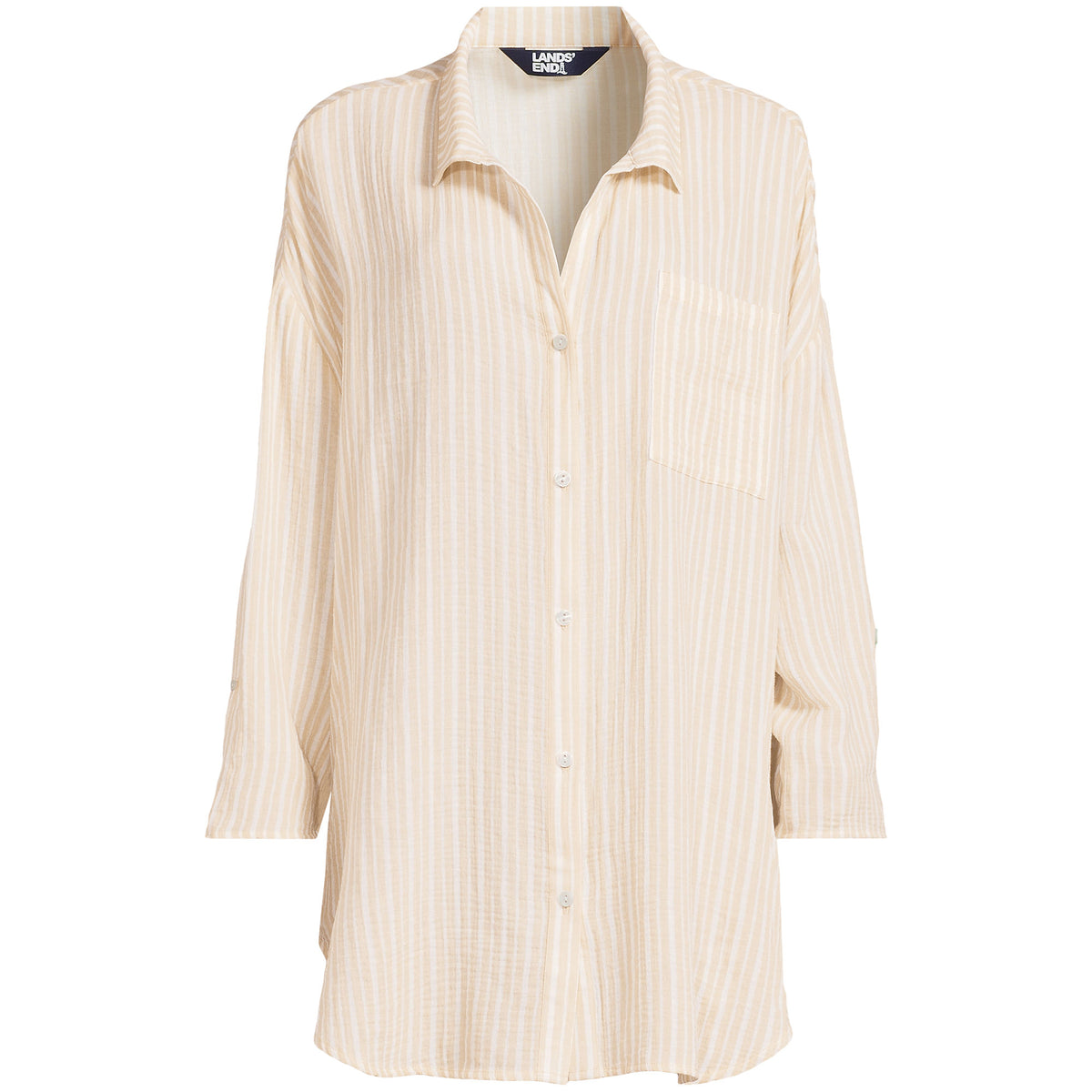 Women's Oversized Gauze Button Front Cover-Up Shirt