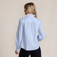 Women's Poplin Ruffle Button Front Shirt