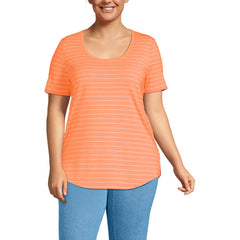 Women's Plus Size Short Sleeve Power Performance Scoop Neck Curved Hem Tunic Tee