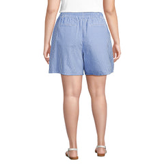 Women's Plus Size Seersucker High Rise Pull On 7" Shorts