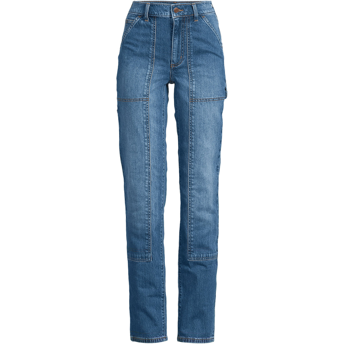 Women's Plus Size Soft Denim High Rise Rail Straight Leg Utility Jeans