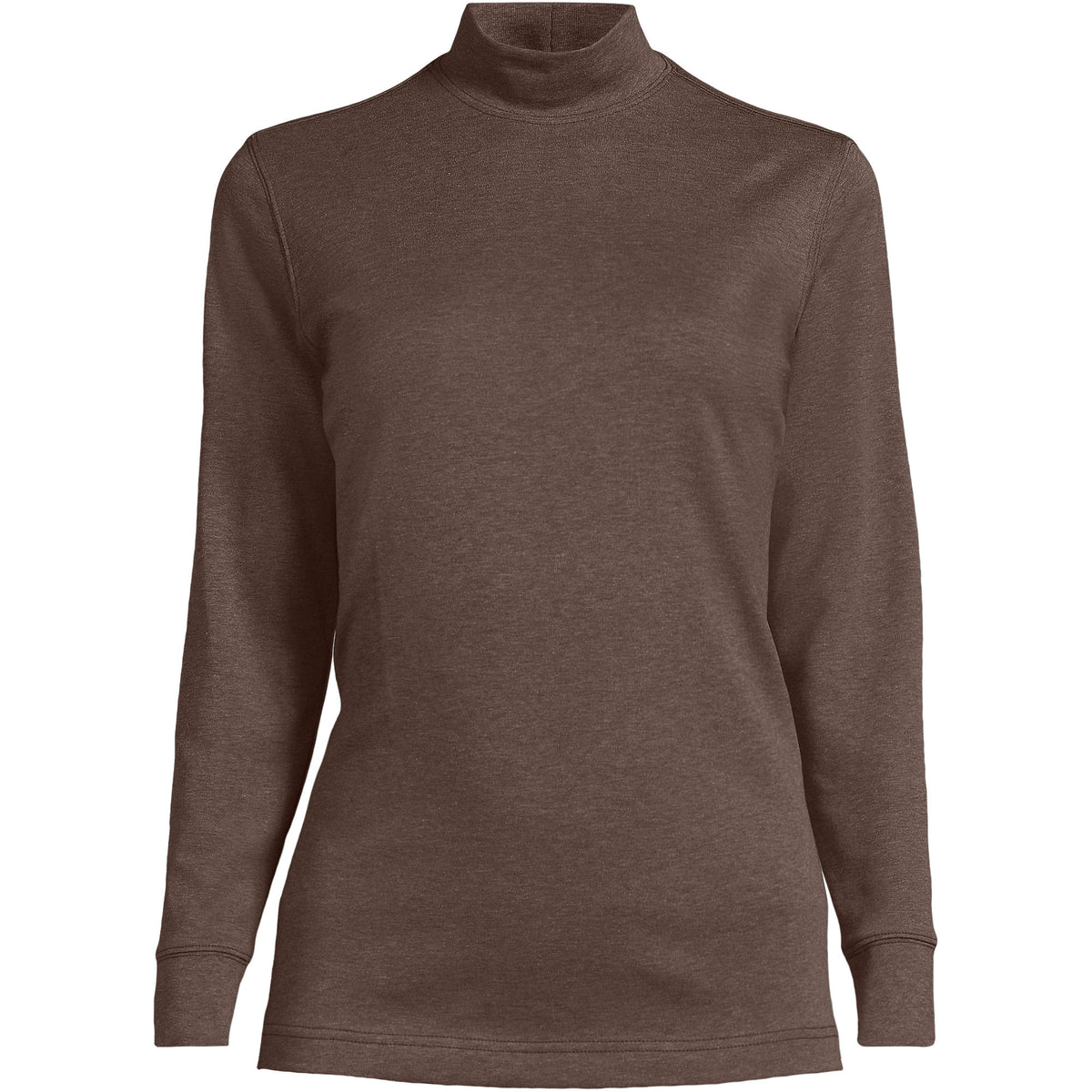 Women's Plus Size Relaxed Cotton Long Sleeve Mock Turtleneck