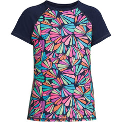 Girls Chlorine Resistant Short Sleeve Crew Neck UPF50 Rash Guard