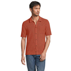 Men's Short Sleeve Texture Stitch Button Through Sweater Polo