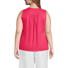 Women's Plus Size Linen V Neck Top