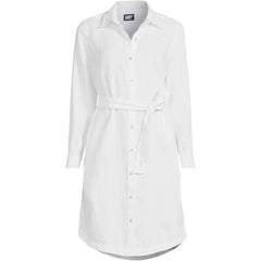 Women's Plus Size Long Sleeve Linen Shirt Dress