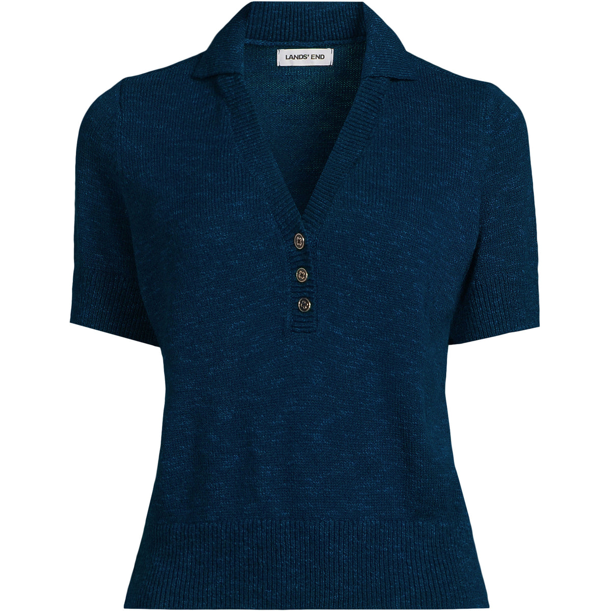 Women's Cotton Blend Short Sleeve Polo Sweater