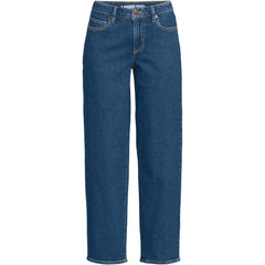 Women's Tall Soft Denim Mid Rise Relaxed Straight Crop Jeans