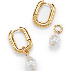 Water-Resistant Convertible Pearl Hoop Earrings