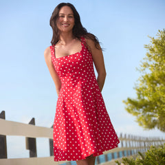 Women's Petite Princess Seam Poplin Above the Knee Dress