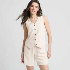 Women's Crepe Button Front Vest