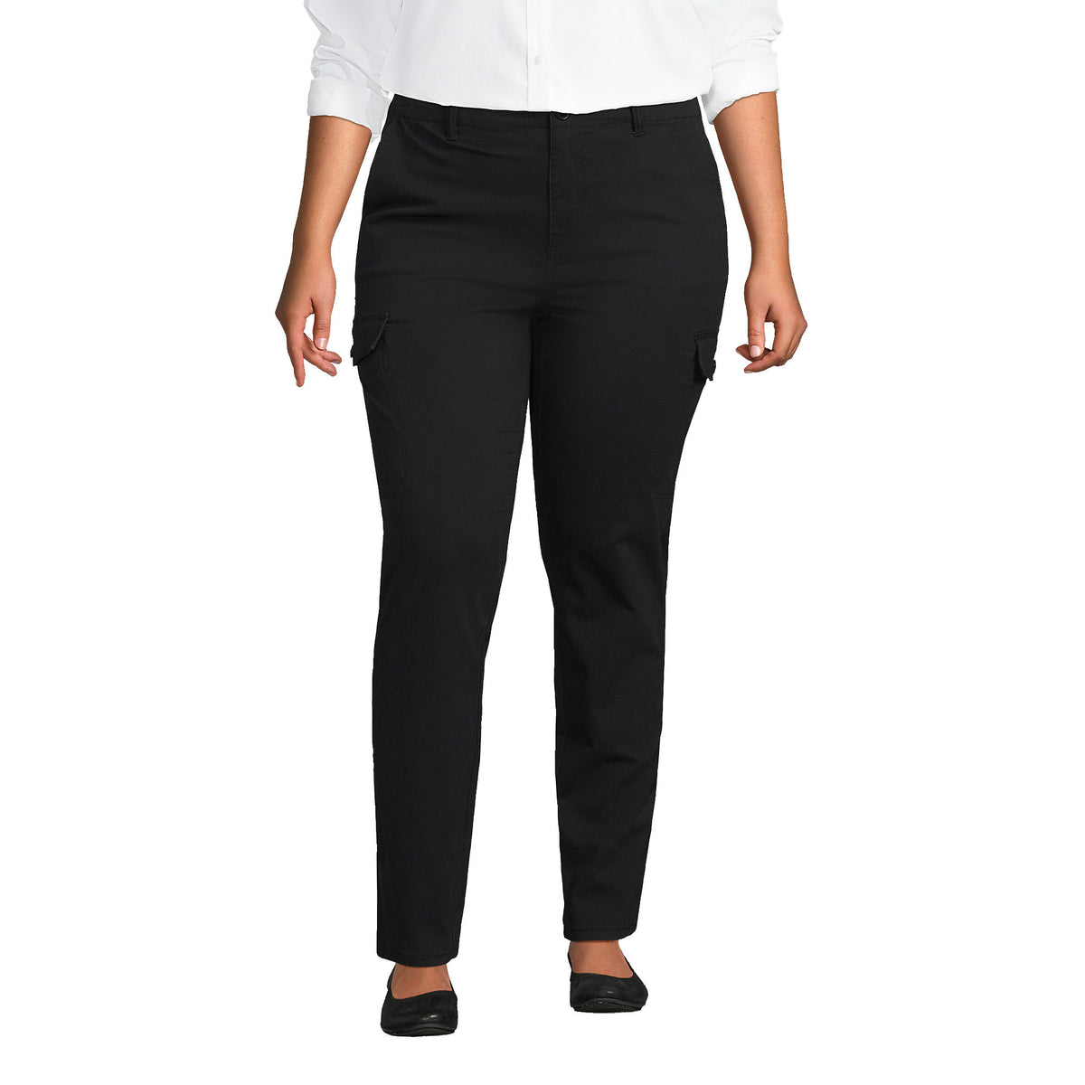 Women's Plus Size Mid Rise Slim Cargo Chino Pants