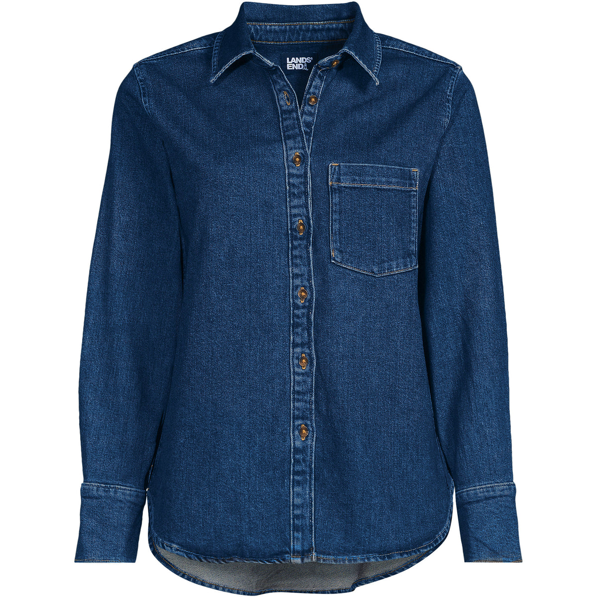 Women's Plus Size Soft Denim Twill Button Front Shirt