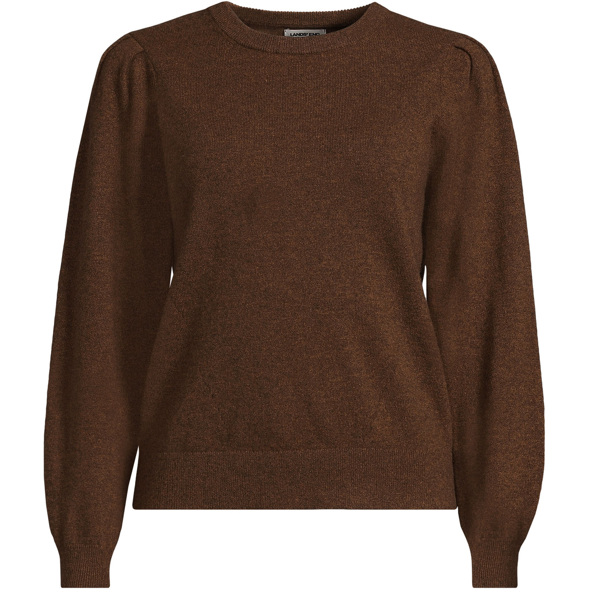 Women's Plus Size Cashmere Puff Sleeve Crew Neck Sweater
