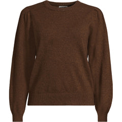 Women's Plus Size Cashmere Puff Sleeve Crew Neck Sweater