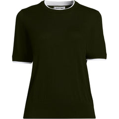 Women's Plus Size Double Trim Cotton Crew Neck Tee Sweater