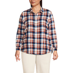 Plus Size Flannel Boyfriend Long Sleeve Shirt