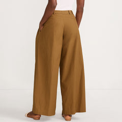 Women's Tall Poplin Mid Rise Pleated Slouchy Pants
