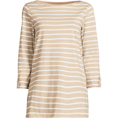Women's Plus Size Supima Cotton Adjustable 3/4 Sleeve Boatneck Tunic