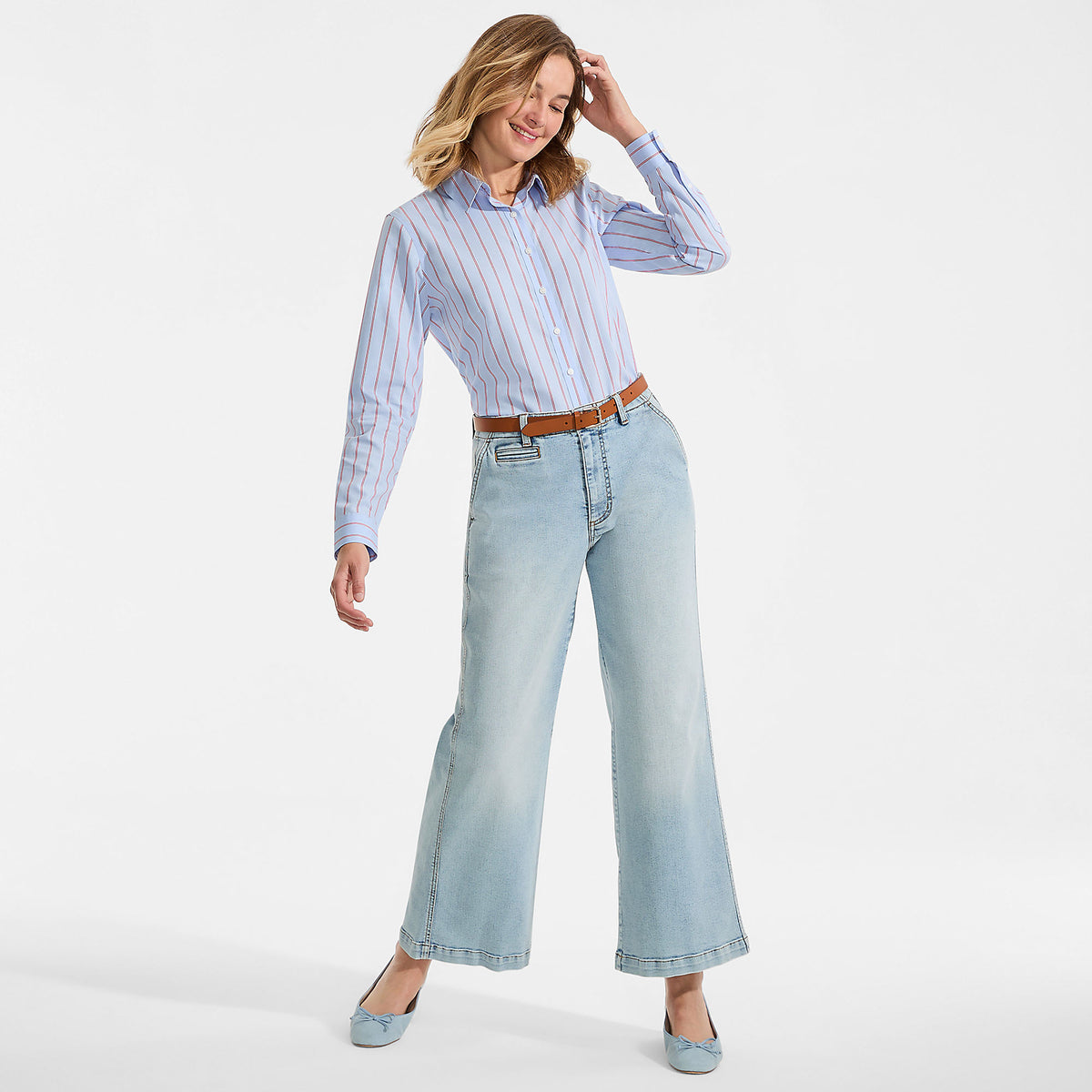 Women's Tall Recover Denim Mid Rise Wide Leg Ankle Jeans