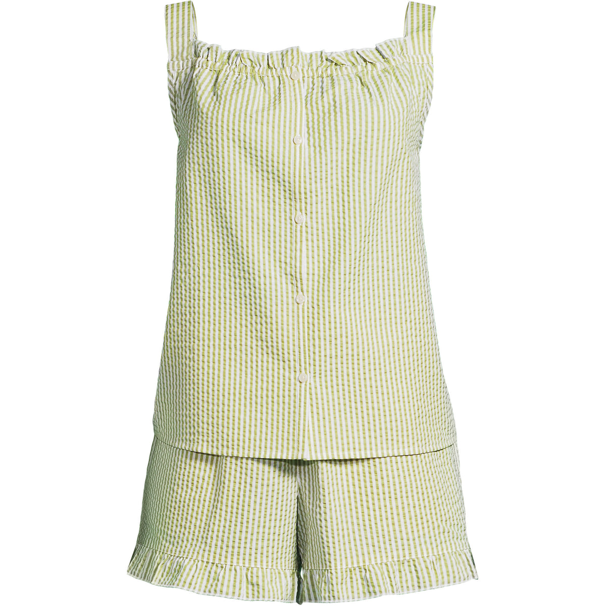 Women's Plus Size Seersucker 2 Piece Pajama Set - Tank and Shorts