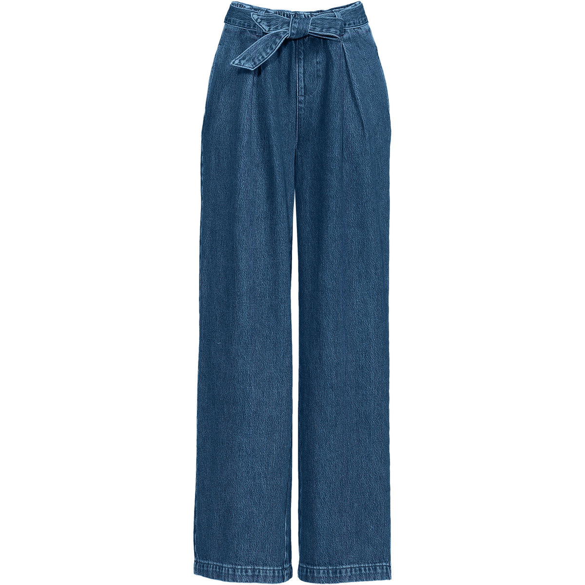 Women's Plus Size High Ridge Twill Pull On Pleated Wide Leg Pants