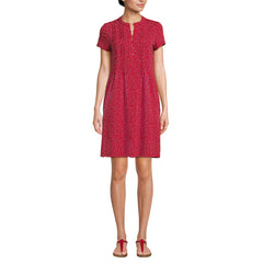 Women's Petite Cotton Modal Pintuck Short Sleeve Dress