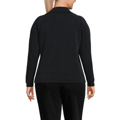 Women's Plus Size Cupro Long Sleeve Half Zip Pullover