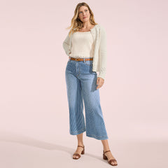 Women's Petite Recover Denim High Rise Wide Leg Crop Jeans