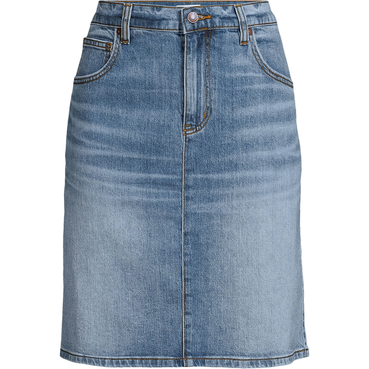 Women's Plus Size Soft Denim Classic 5 Pocket Above the Knee Skirt