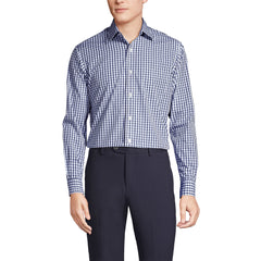School Uniform Men's Long Sleeve Straight Collar Patterned Broadcloth Shirt