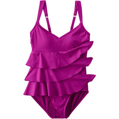 Women's Plus Size Ruffle Fauxkini One Piece Swimsuit
