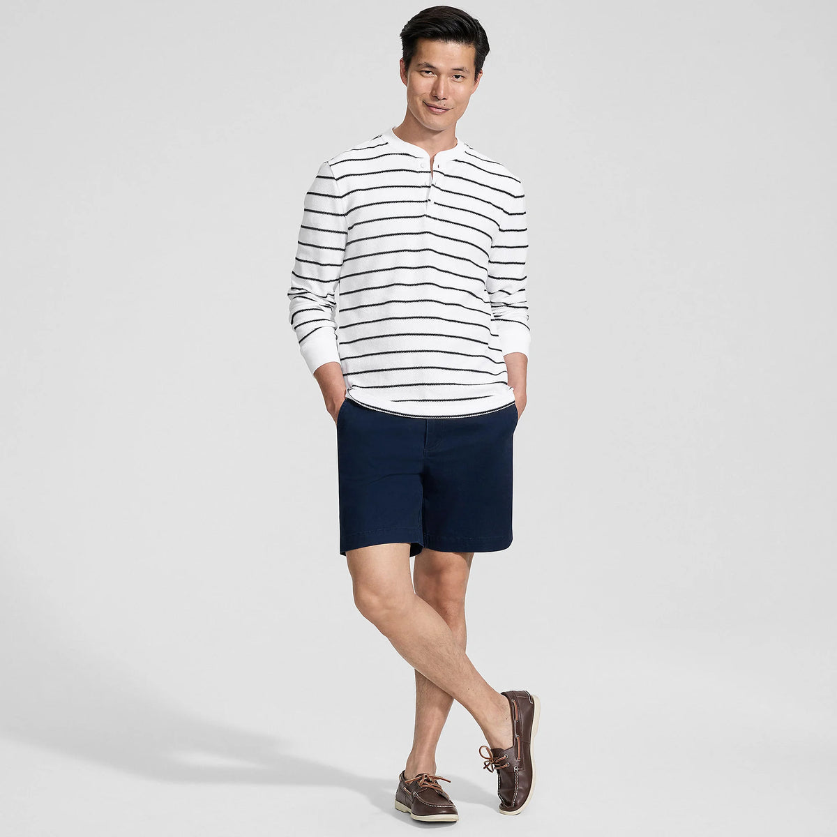 Men's Long Sleeve Honeycomb Pique Henley
