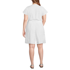 Women's Plus Size Flutter Sleeve Linen Romper