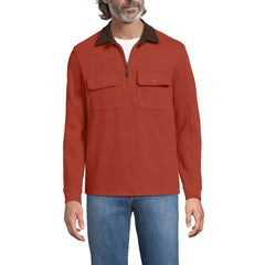 Men's Long Sleeve Corduroy Collar Bedford Rib Quarter Zip