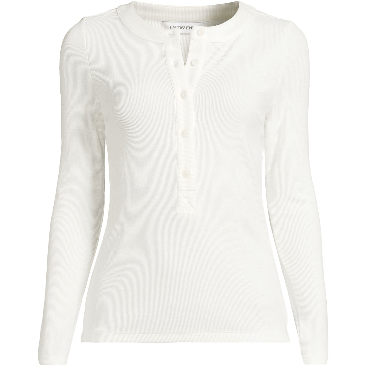 Women's Plus Size Drapey Rib Fitted Long Sleeve Henley T-Shirt