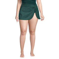 Women's Plus Size Chlorine Resistant Shine Twist Front Mini Swim Cover-up Skirt