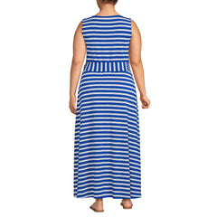 Women's Plus Size Cotton Modal Sleeveless Tie Waist Maxi Dress