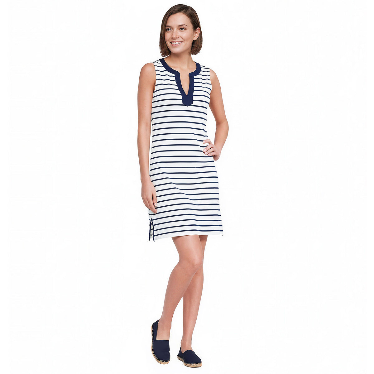 Women's Cotton Jersey Notch Neck Dress