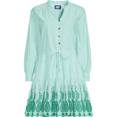 Women's Long Sleeve Eyelet Mini Popover Dress